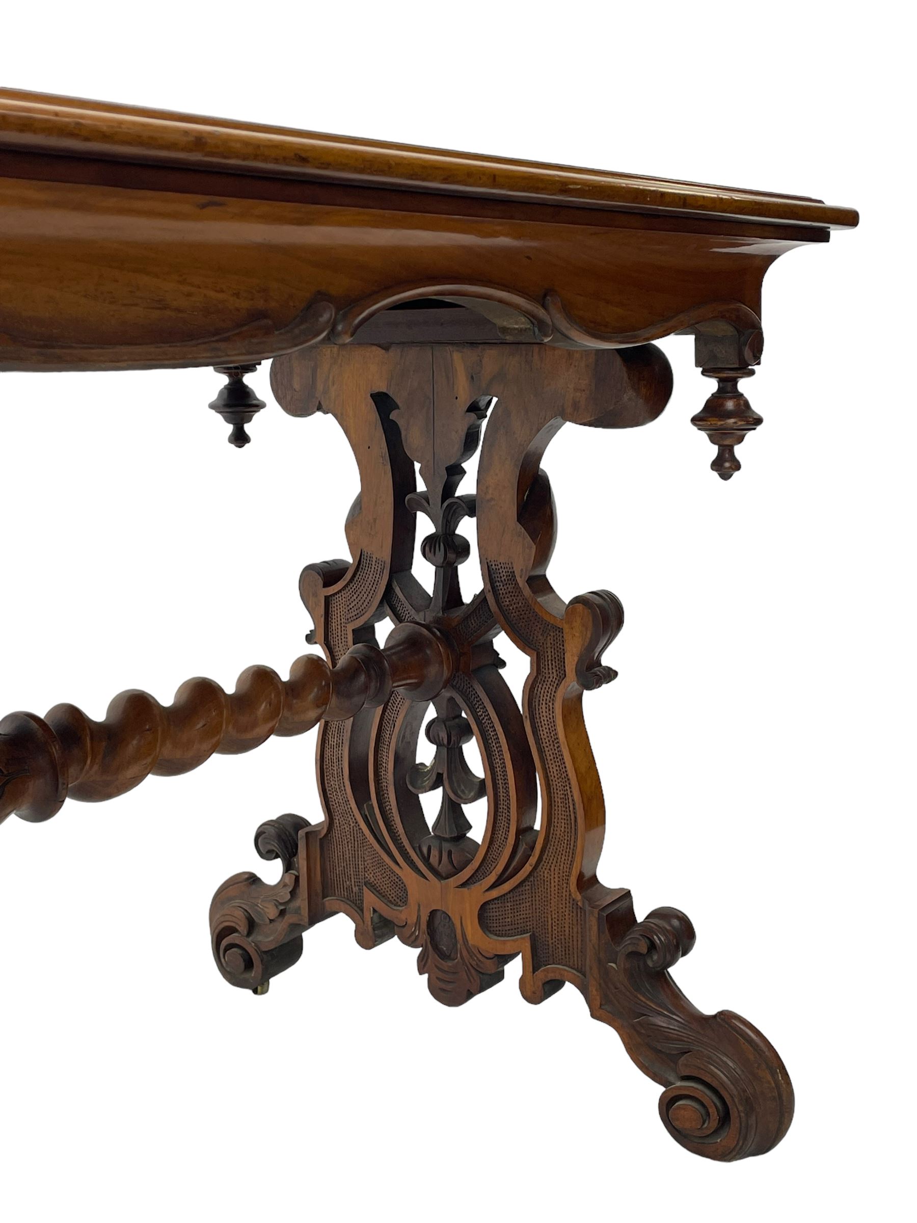Victorian figured walnut stretcher side table - Bild 12 aus 15