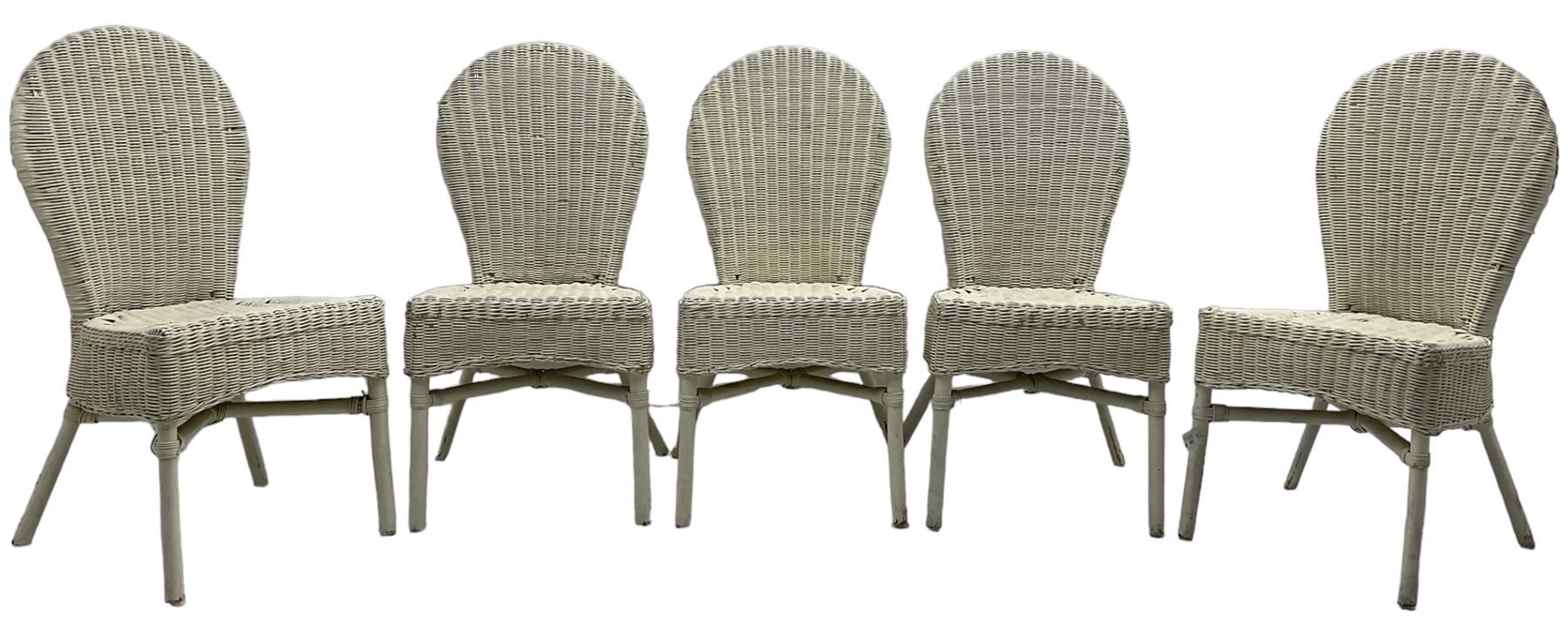 Set of five white painted wicker chairs; together with two late Victorian chairs - Image 6 of 8