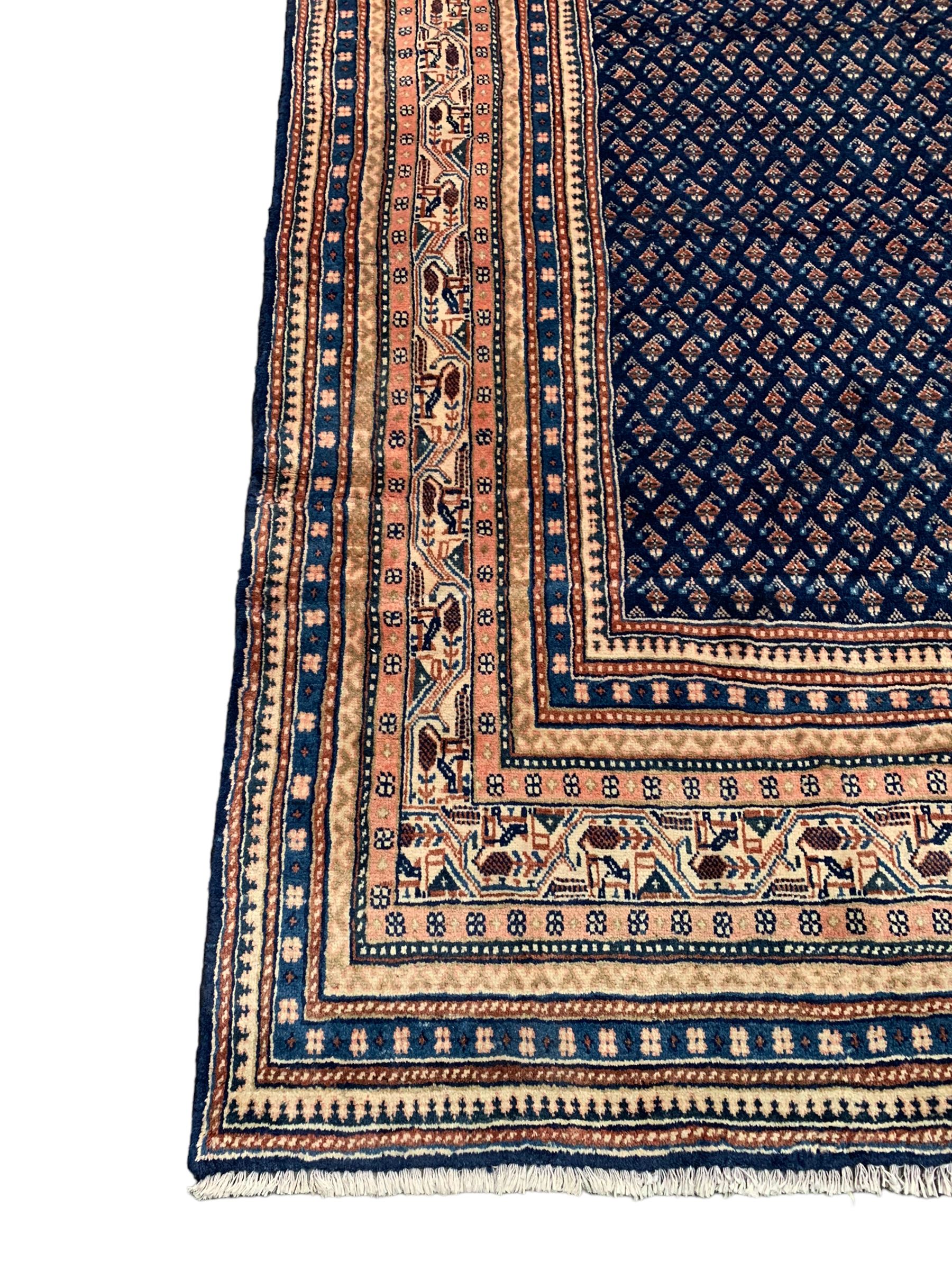 Persian Araak indigo ground carpet - Image 2 of 8