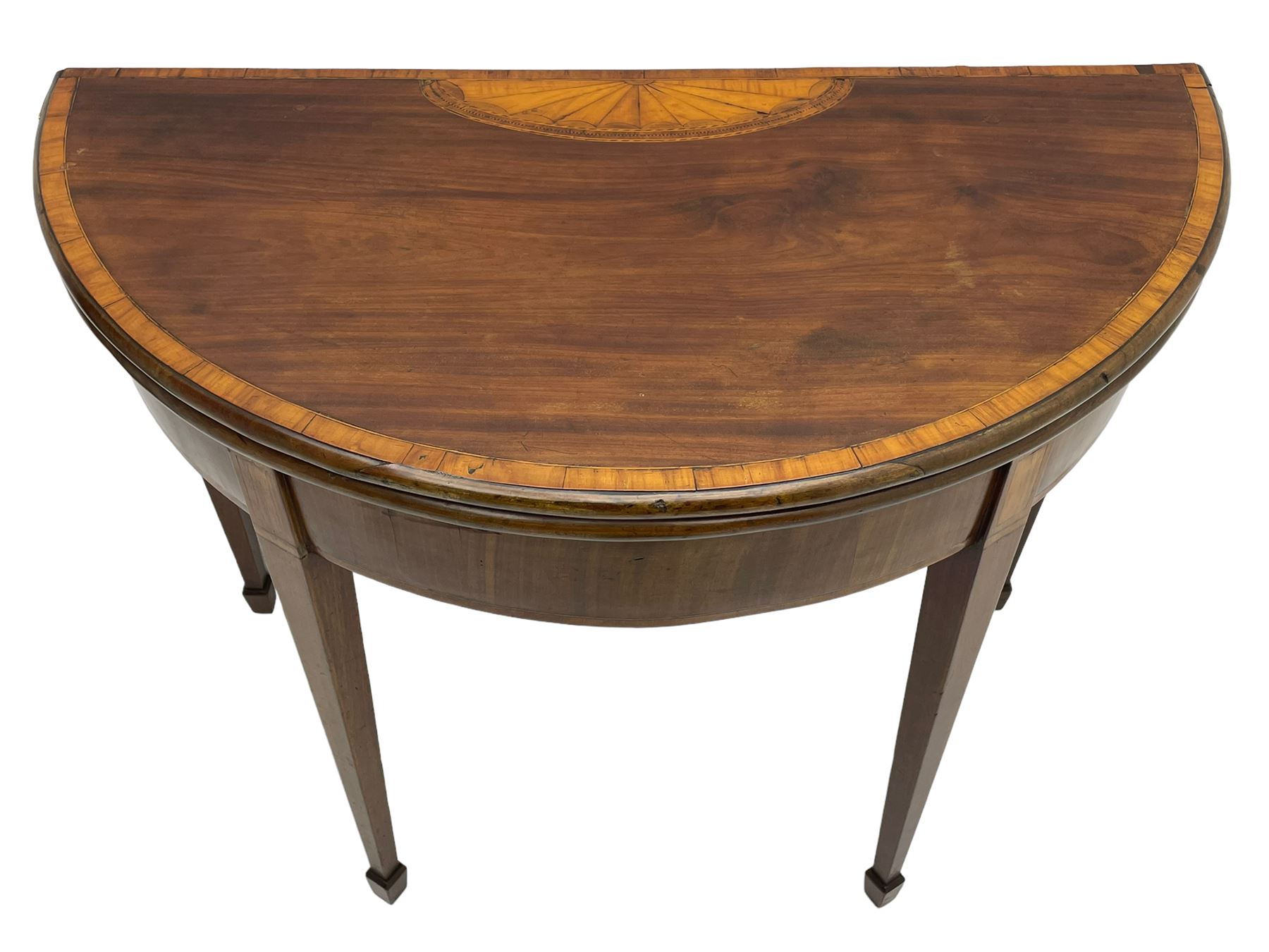 George III inlaid mahogany card table - Image 6 of 12