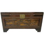 20th century carved camphor wood chest