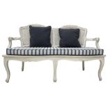 French design white painted two seat serpentine settee