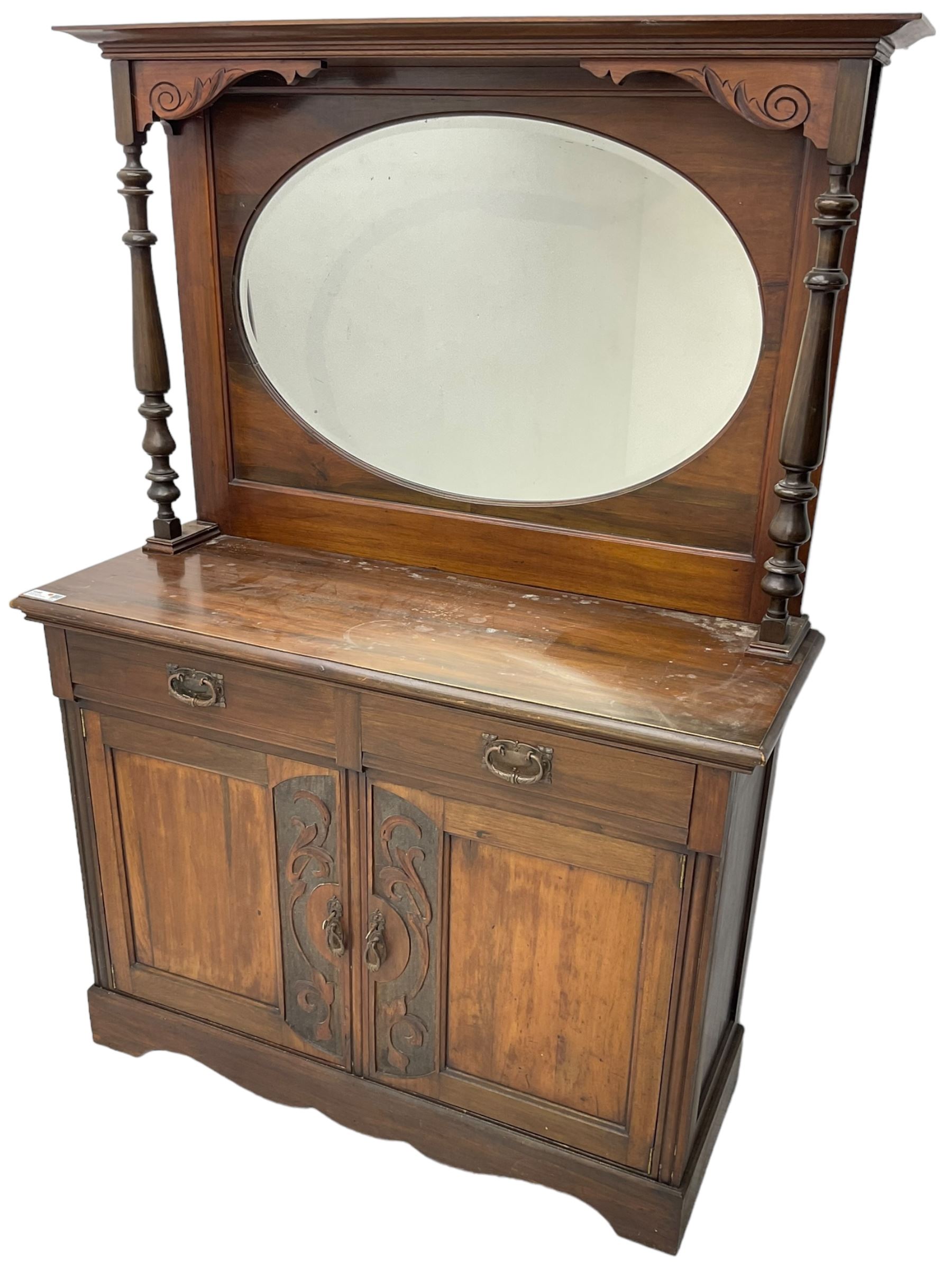 Victorian carved walnut mirror-back chiffonier - Image 4 of 7