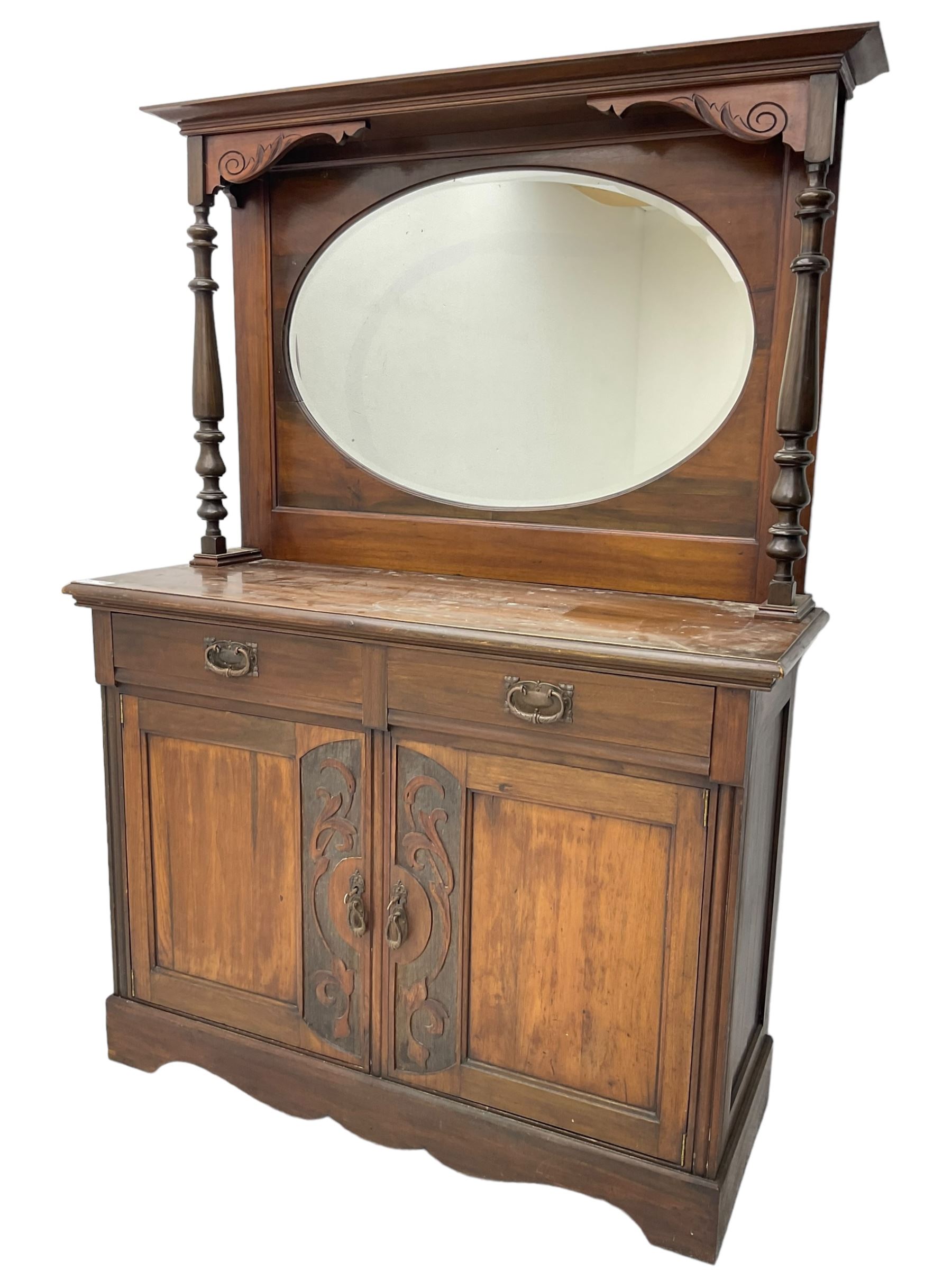Victorian carved walnut mirror-back chiffonier - Image 7 of 7