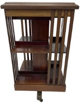 Edwardian inlaid mahogany revolving bookcase