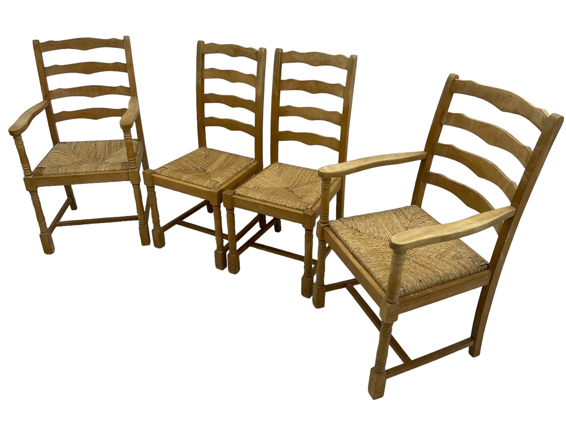 Set of six (4+2) beech dining chairs - Image 5 of 8