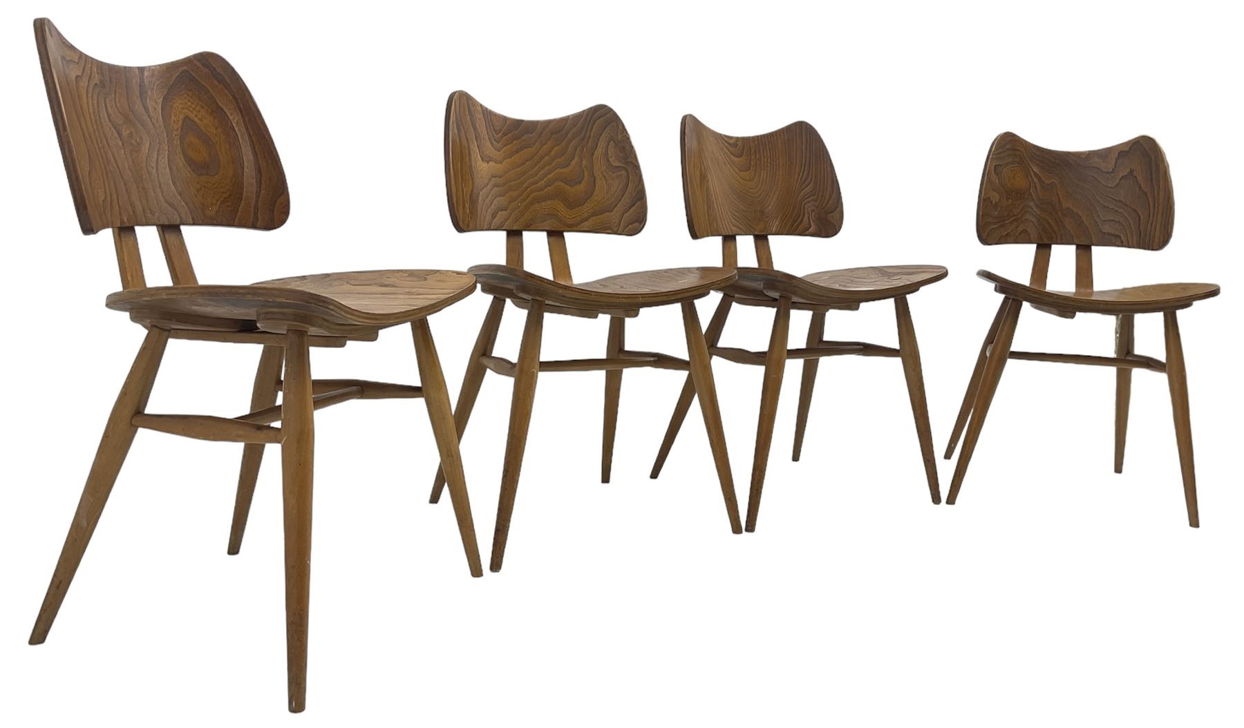 Lucian Ercolani - set of four ercol elm and beech model '401' dining chairs - Image 4 of 42