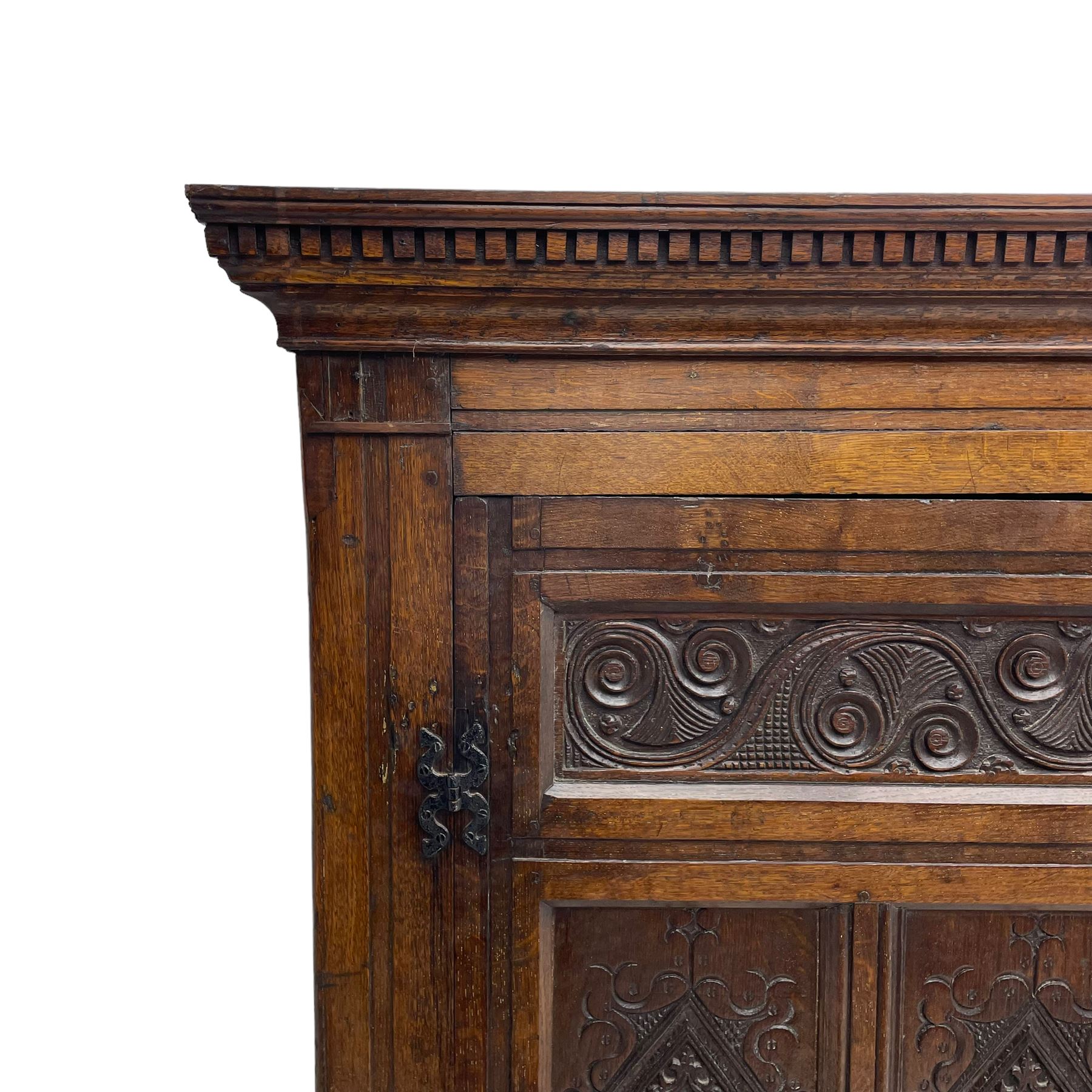 Large 18th century and later oak livery cupboard - Image 4 of 10