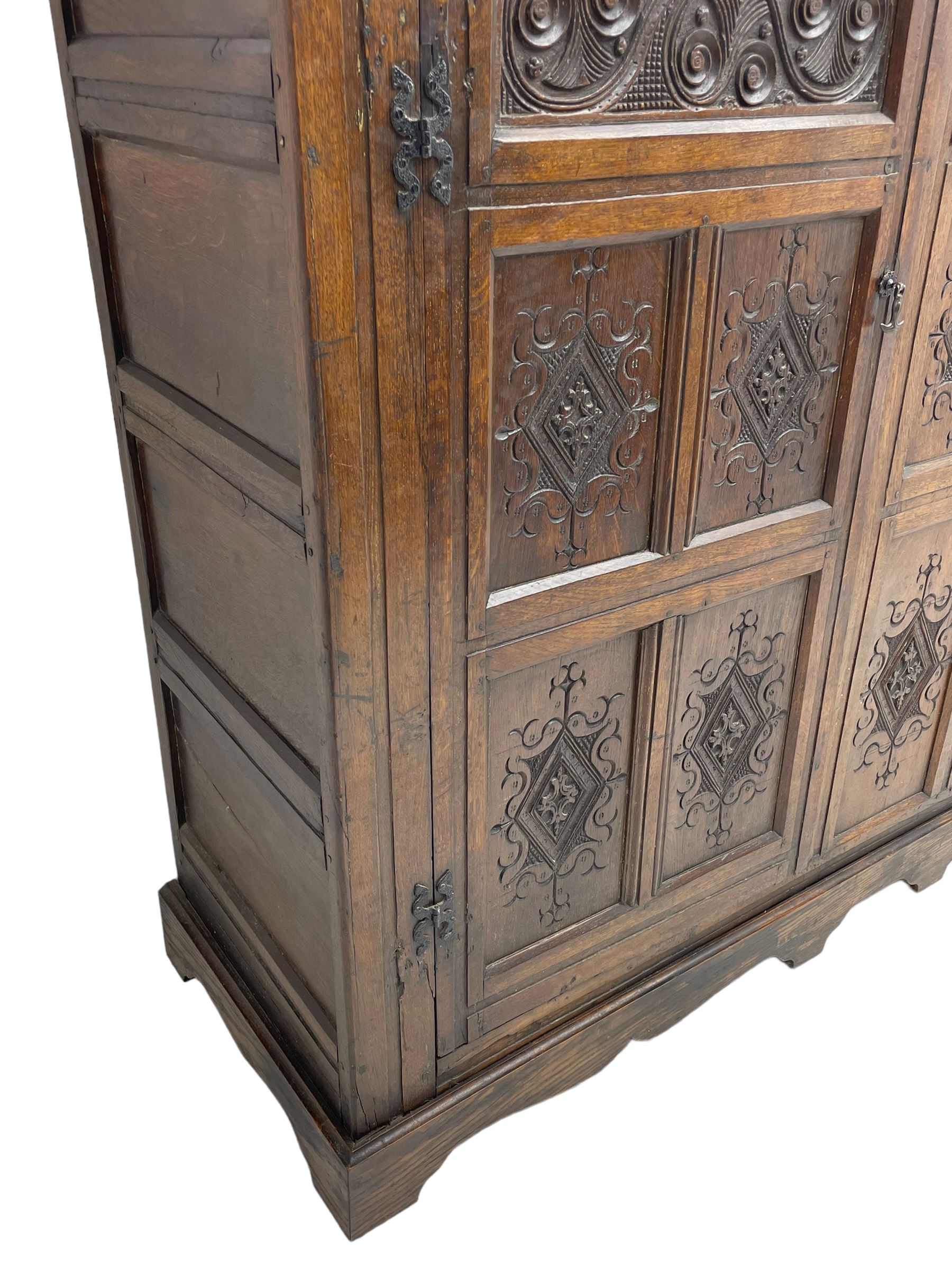 Large 18th century and later oak livery cupboard - Image 6 of 10