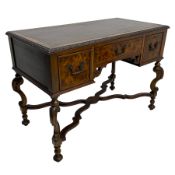 20th century figured walnut writing table