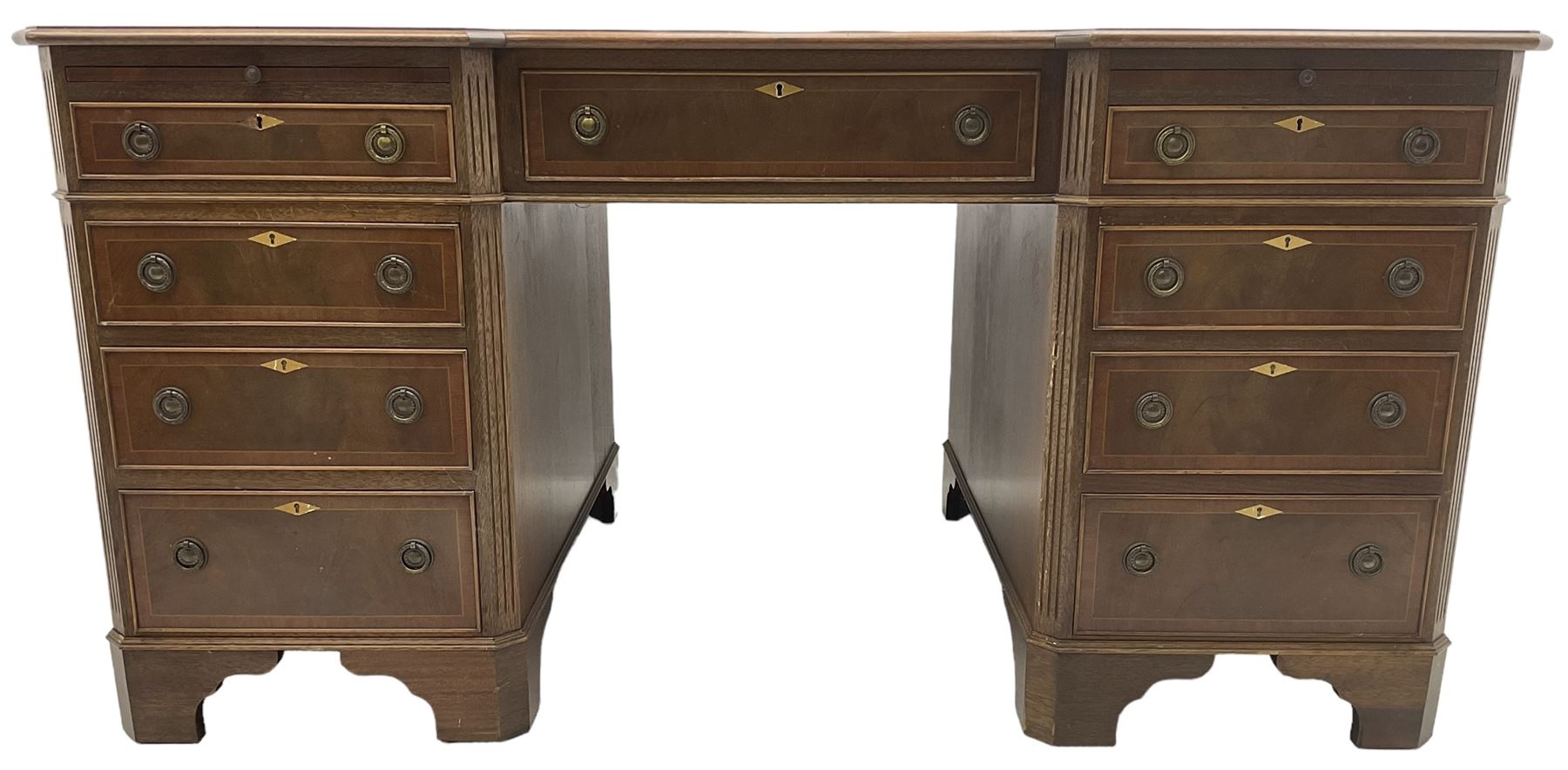 Mid -20th century Georgian design mahogany twin pedestal desk