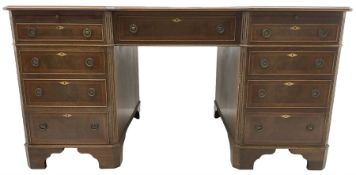 Mid -20th century Georgian design mahogany twin pedestal desk