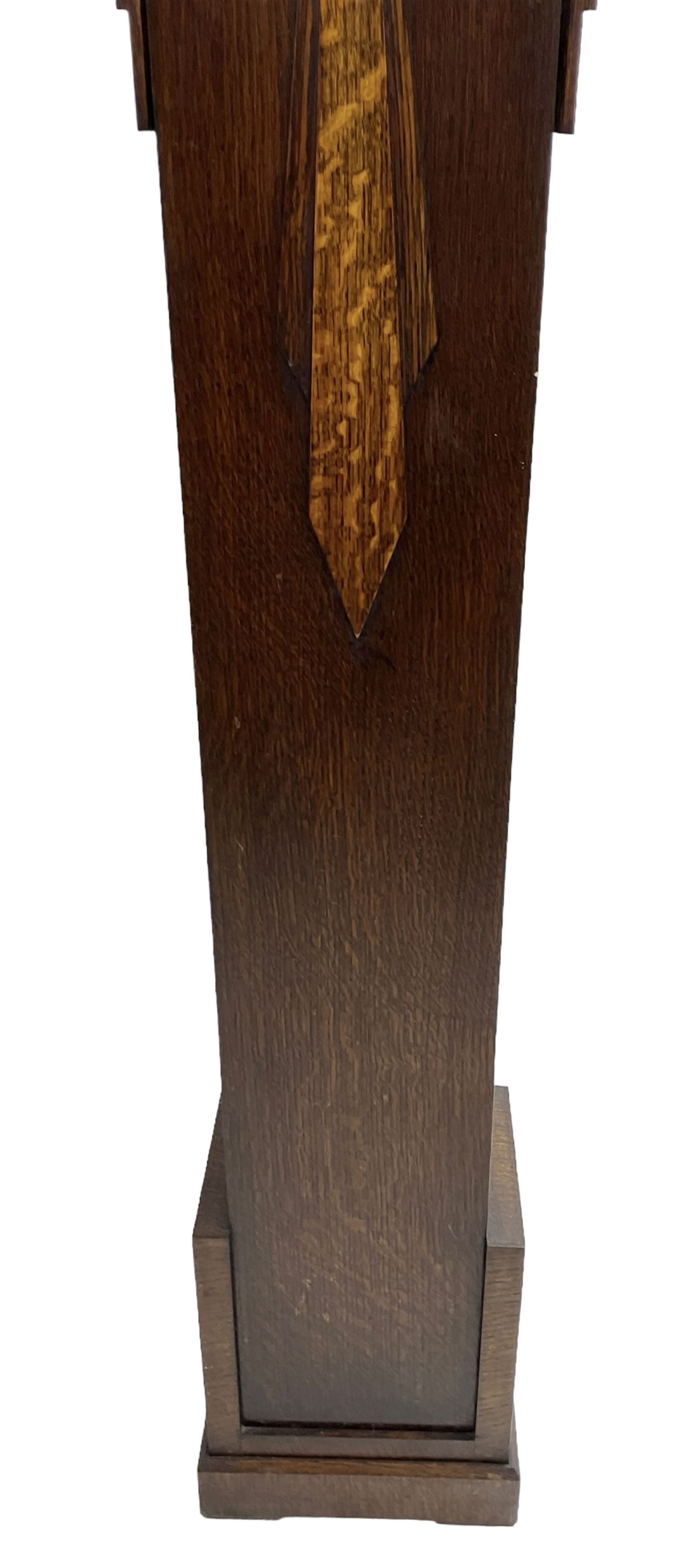 English - Early 20th century 8-day oak cased Art Deco grandmother clock - Image 3 of 5