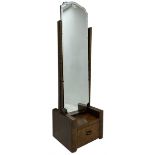 Art Deco period figured walnut cheval dressing mirror