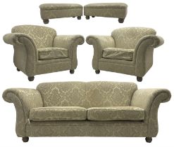Traditional design three-piece lounge suite - three-seat sofa (W220cm