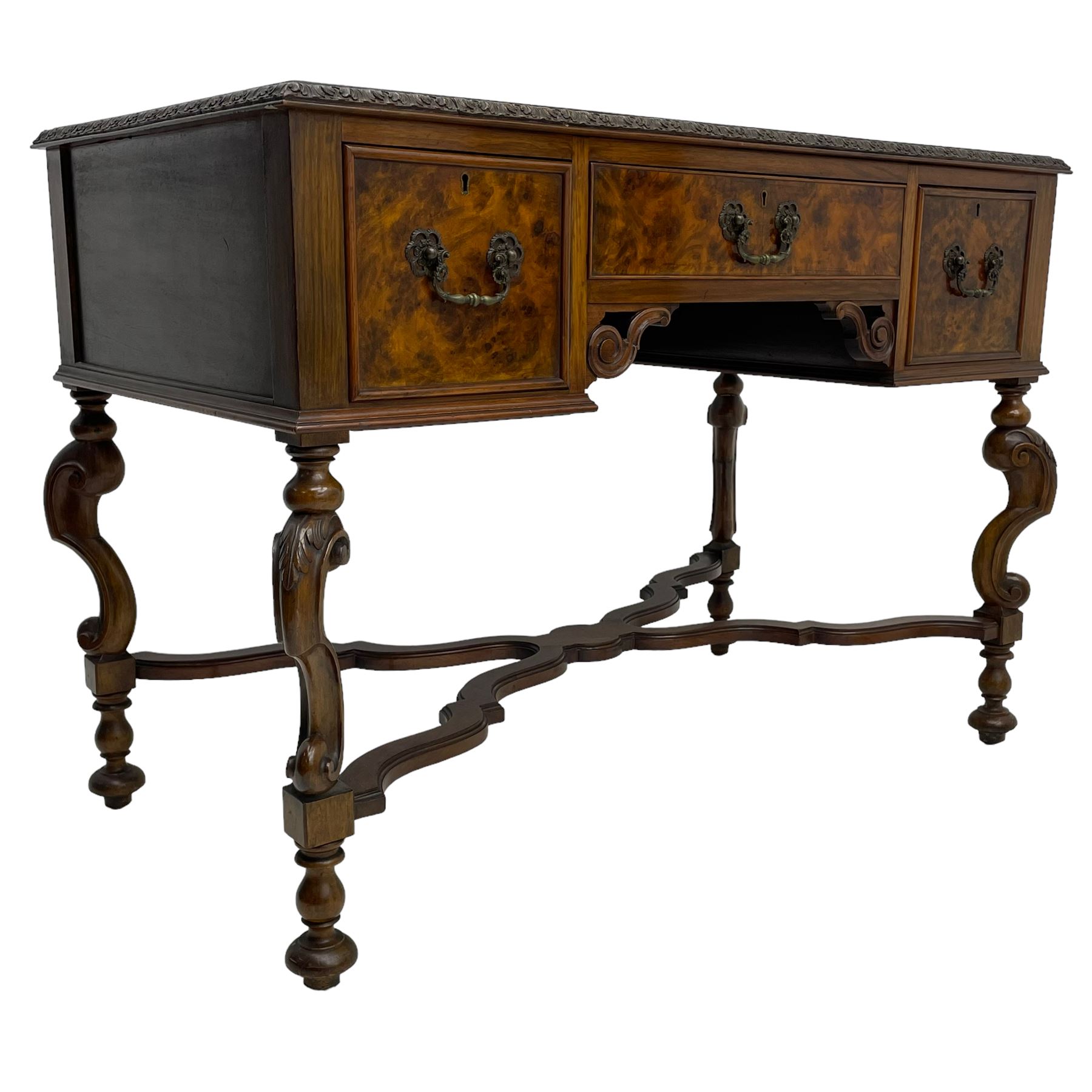 20th century figured walnut writing table - Image 10 of 12