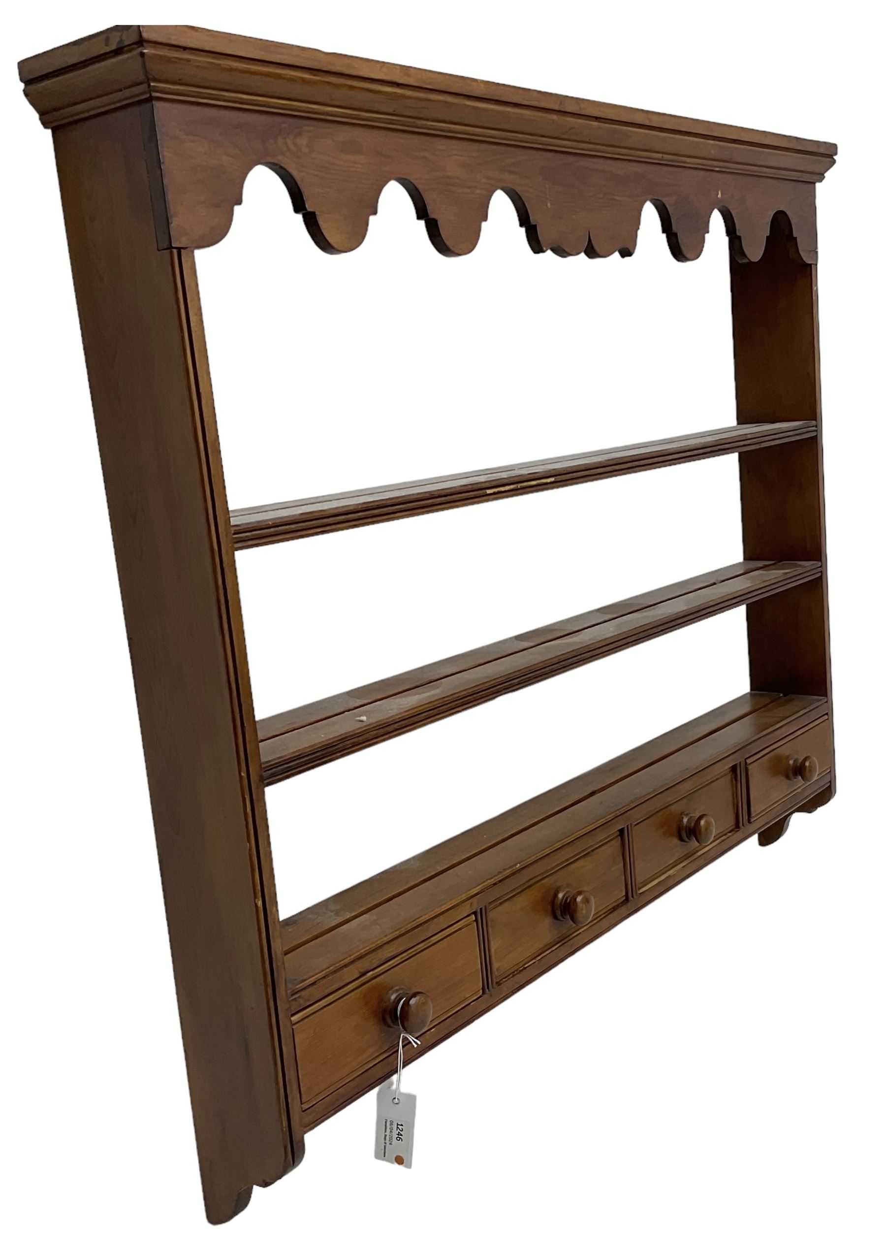 Polished pine three-tier wall hanging plate rack