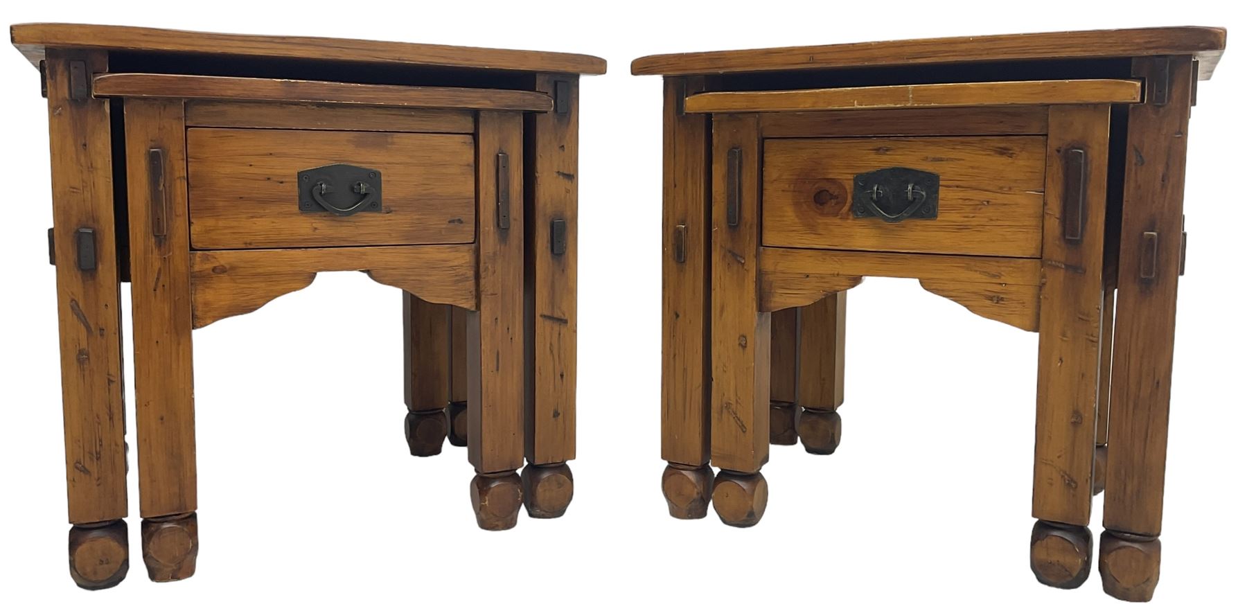 Pair of hardwood nesting lamp tables