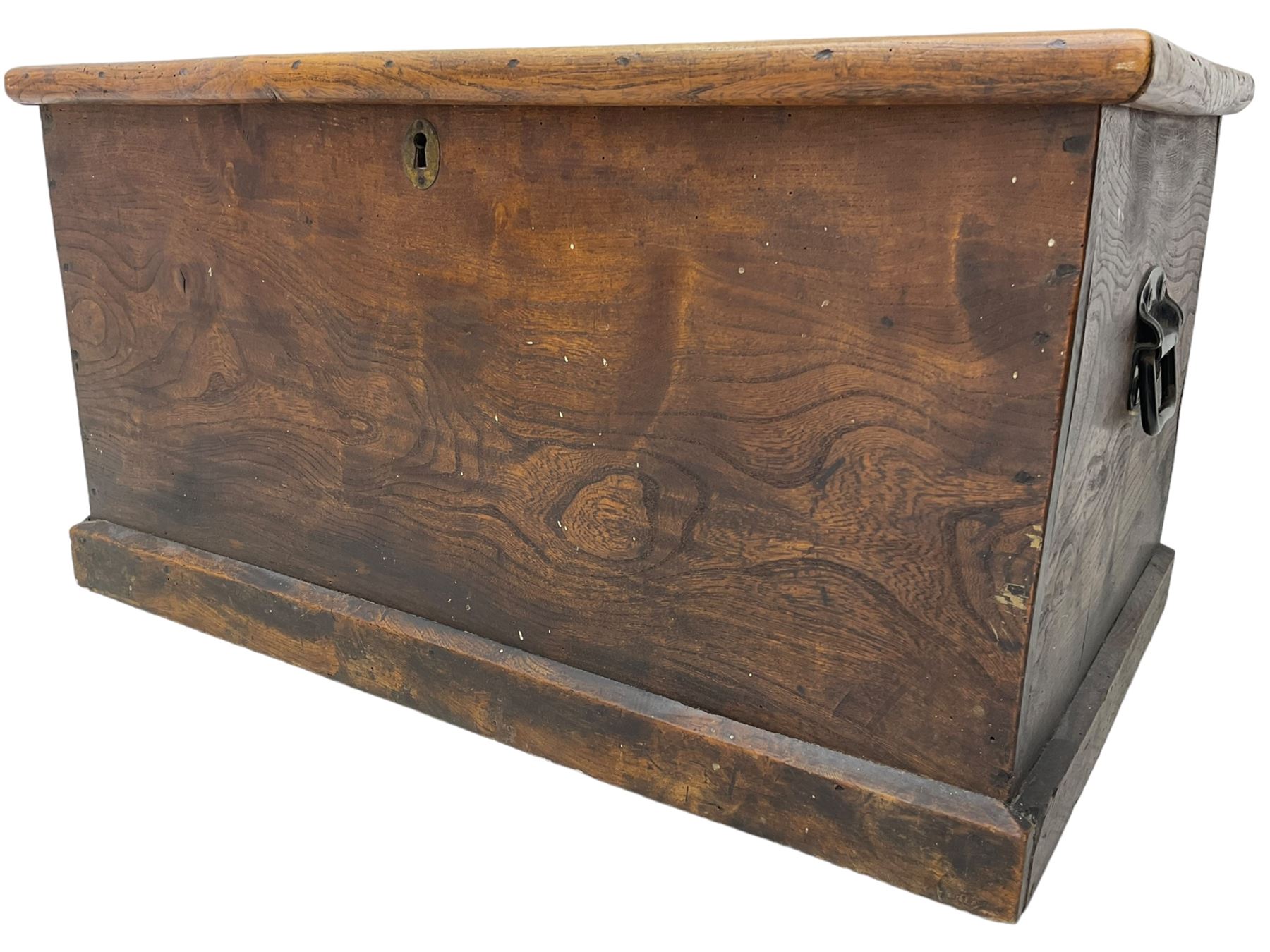 Small 19th century stained elm blanket chest - Image 3 of 7