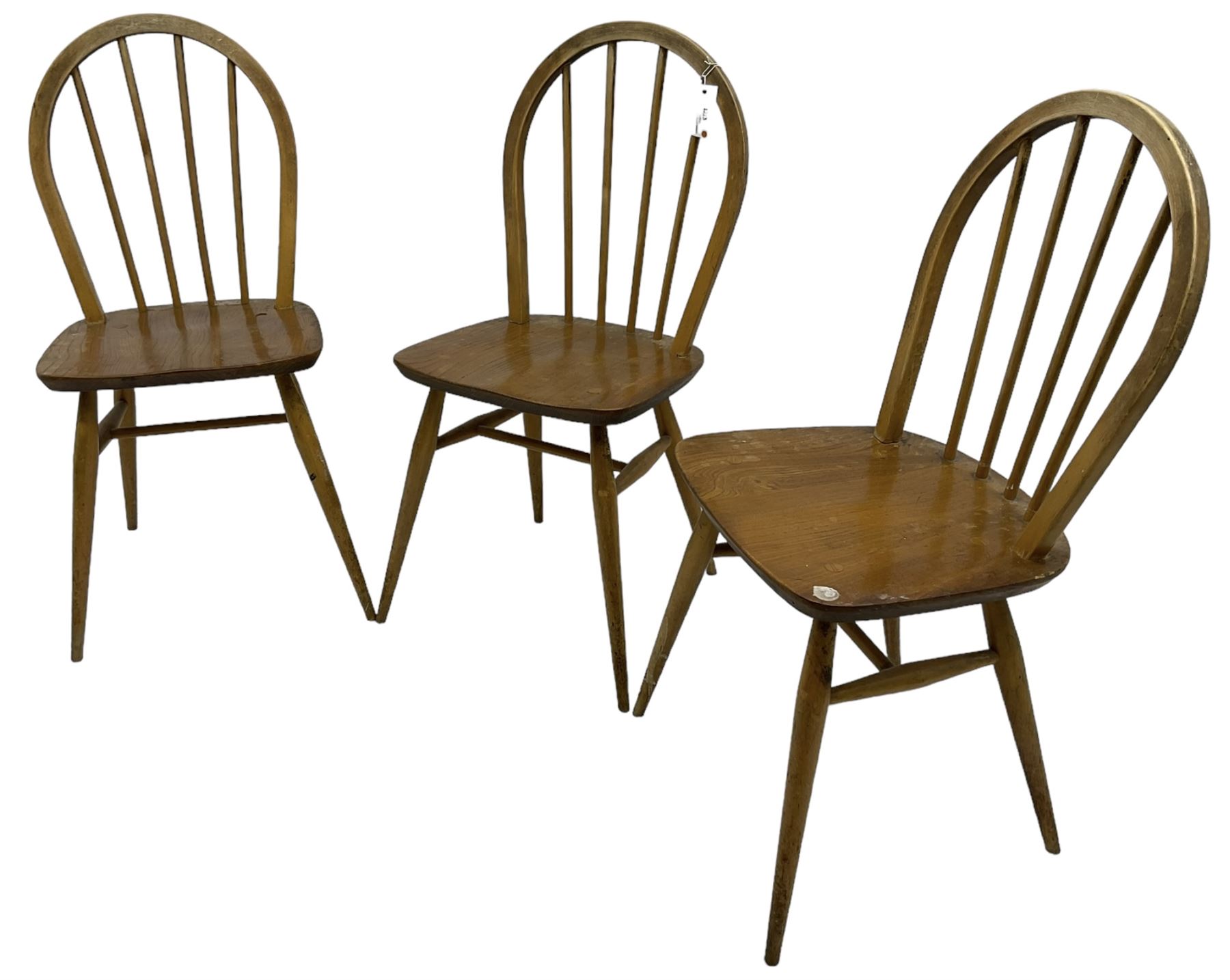Ercol - 1960s set of three elm and beech 'Windsor' stick and hoop back chairs - Image 4 of 6