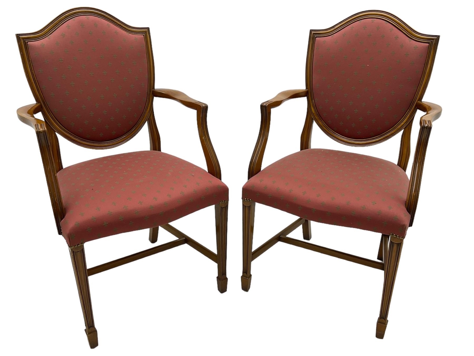 Set of six Hepplewhite design mahogany dining carver chairs - Image 3 of 10