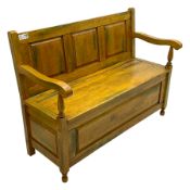 Hardwood box-seat hall bench