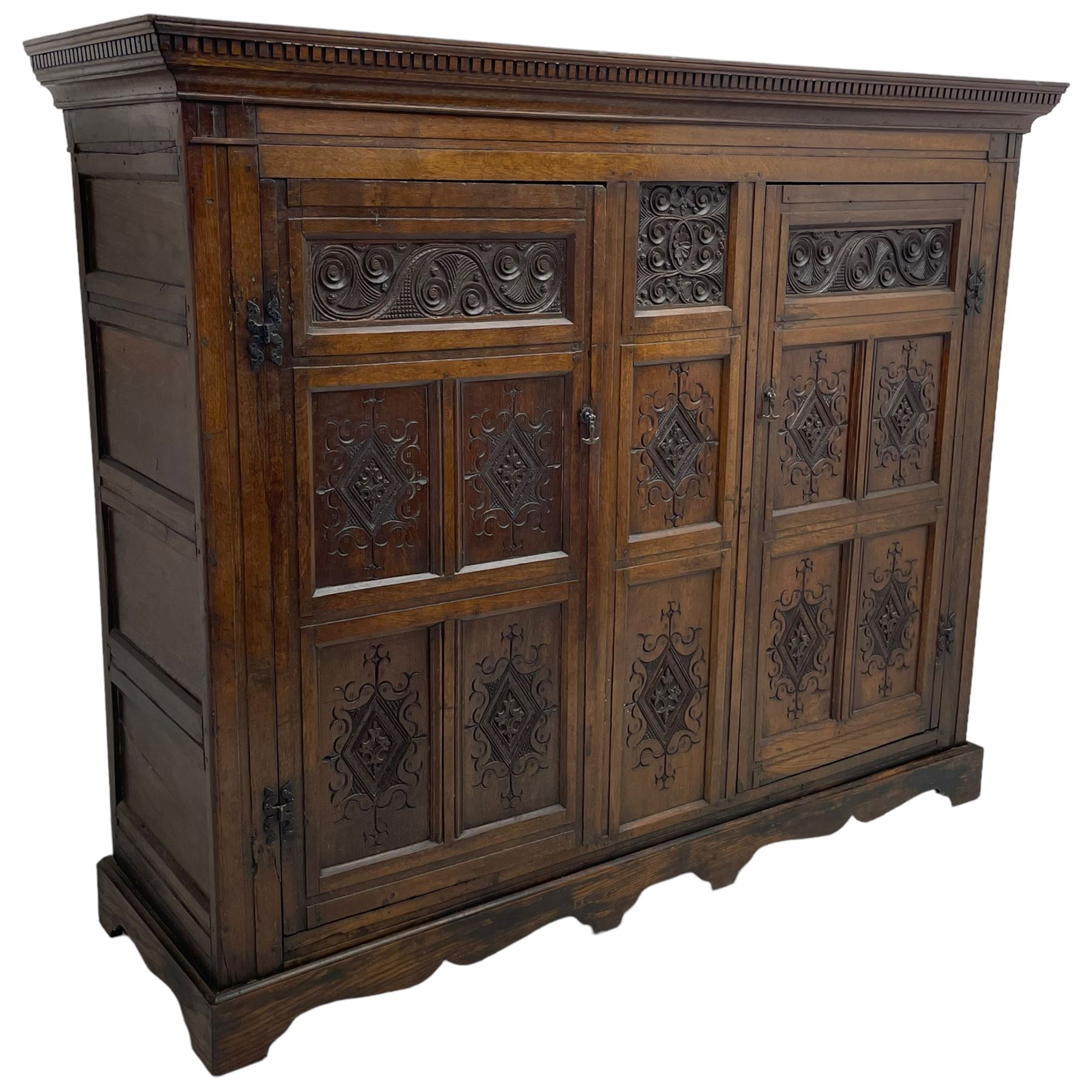 Large 18th century and later oak livery cupboard - Image 2 of 10