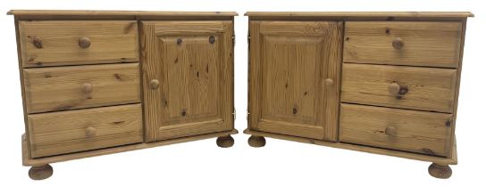 Pair of traditional pine bedside or side cabinets
