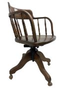 Early 20th century oak framed swivel Captain's chair