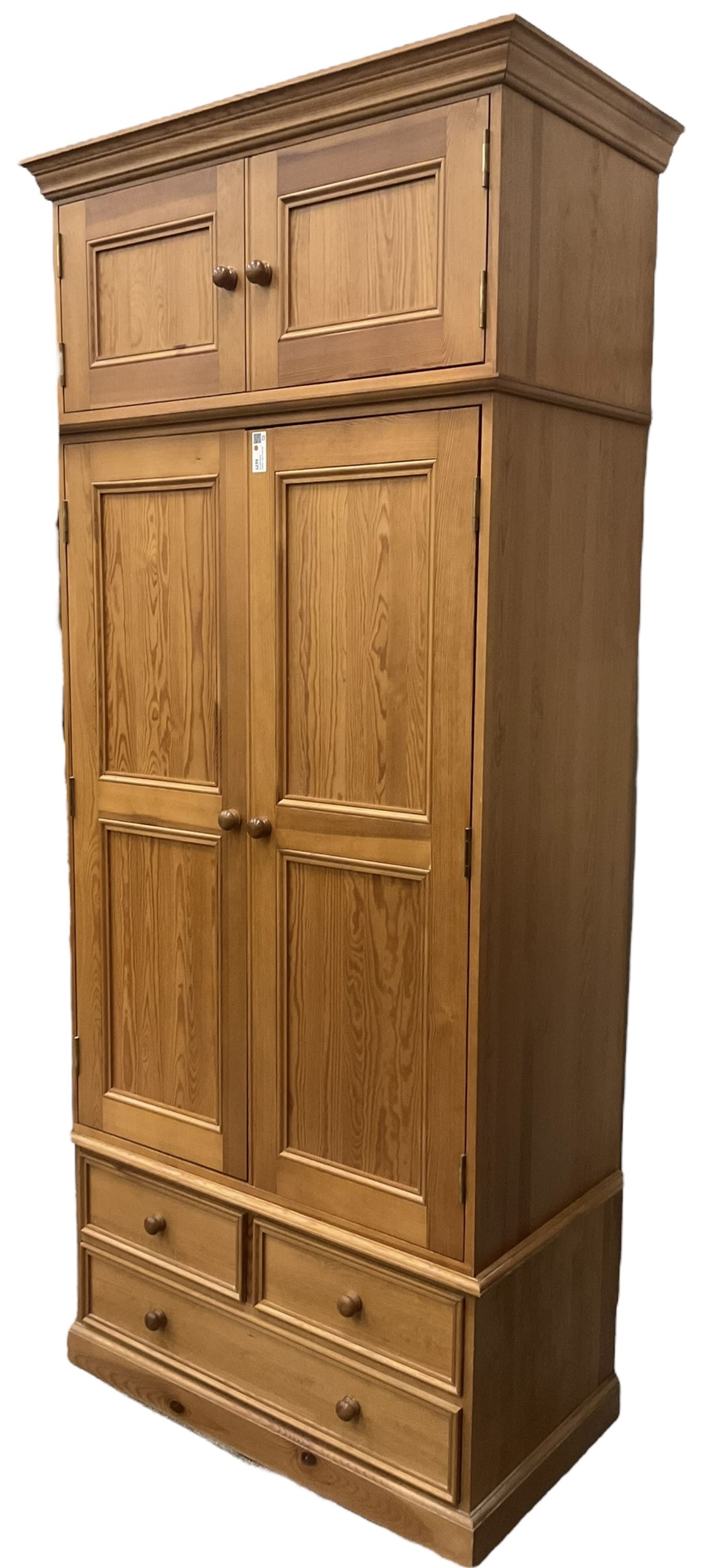 Solid pine double wardrobe - Image 2 of 7