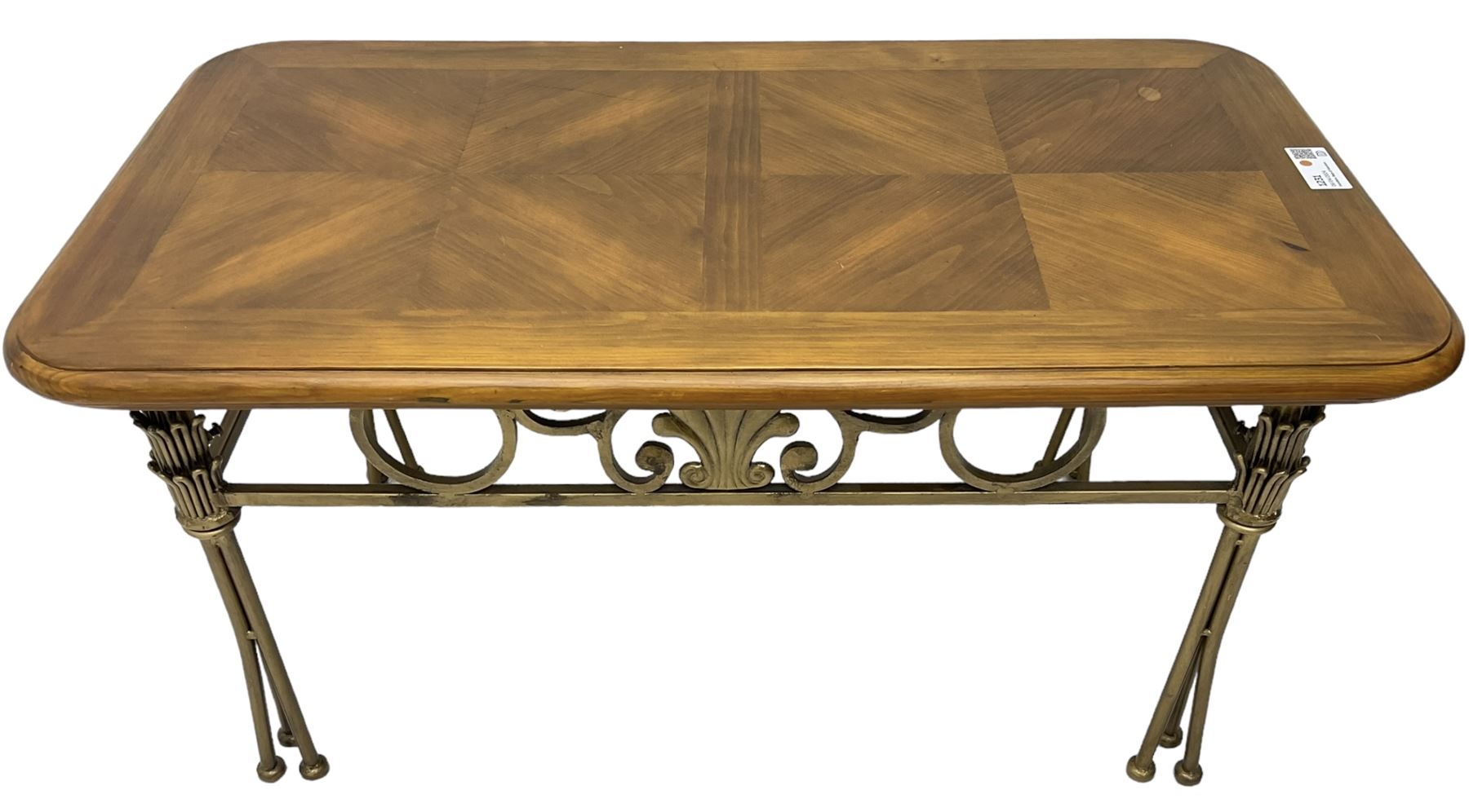 Metalwork and cherry wood rectangular coffee table - Image 2 of 4