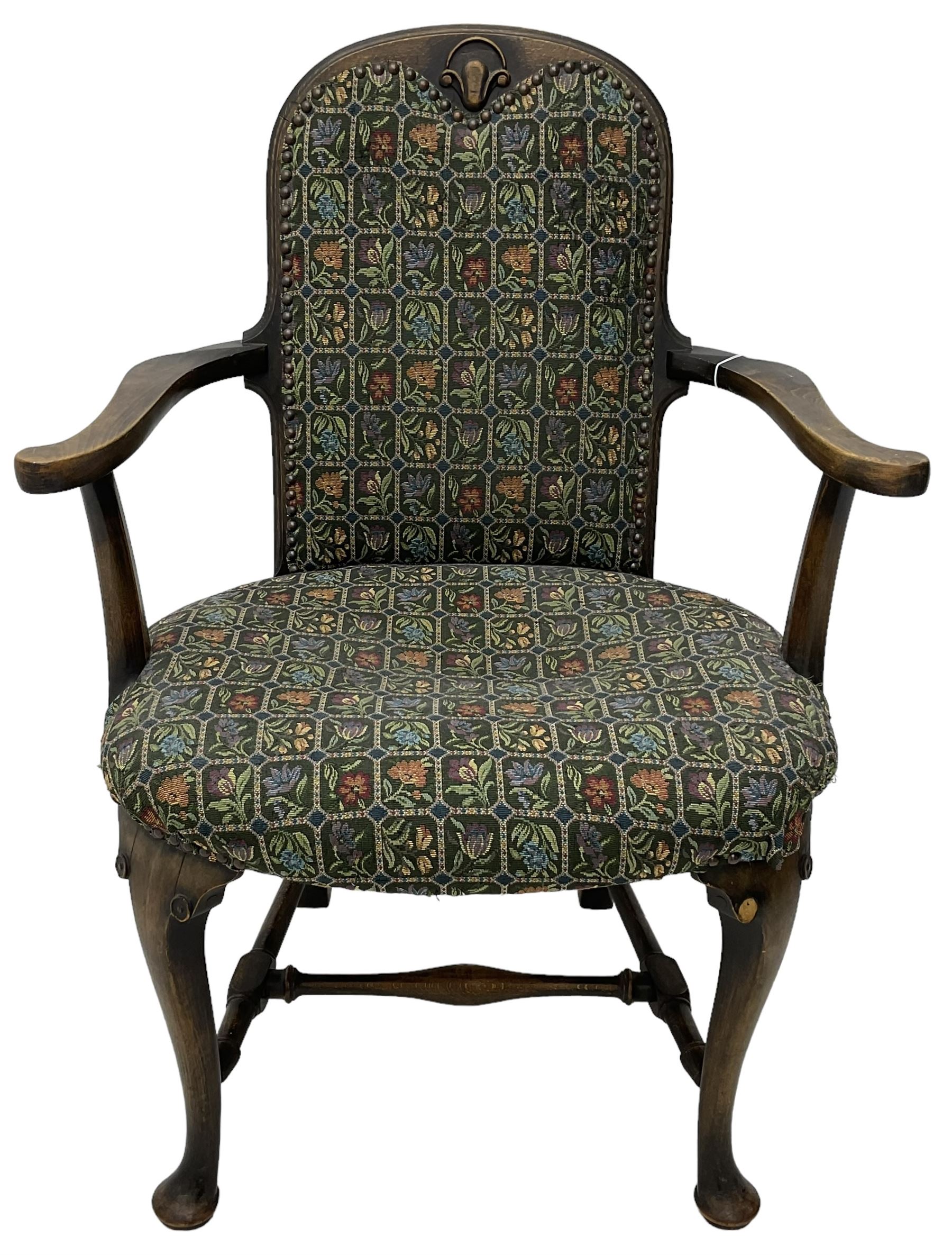 Early 20th century Queen Anne design beech framed armchair - Image 2 of 6