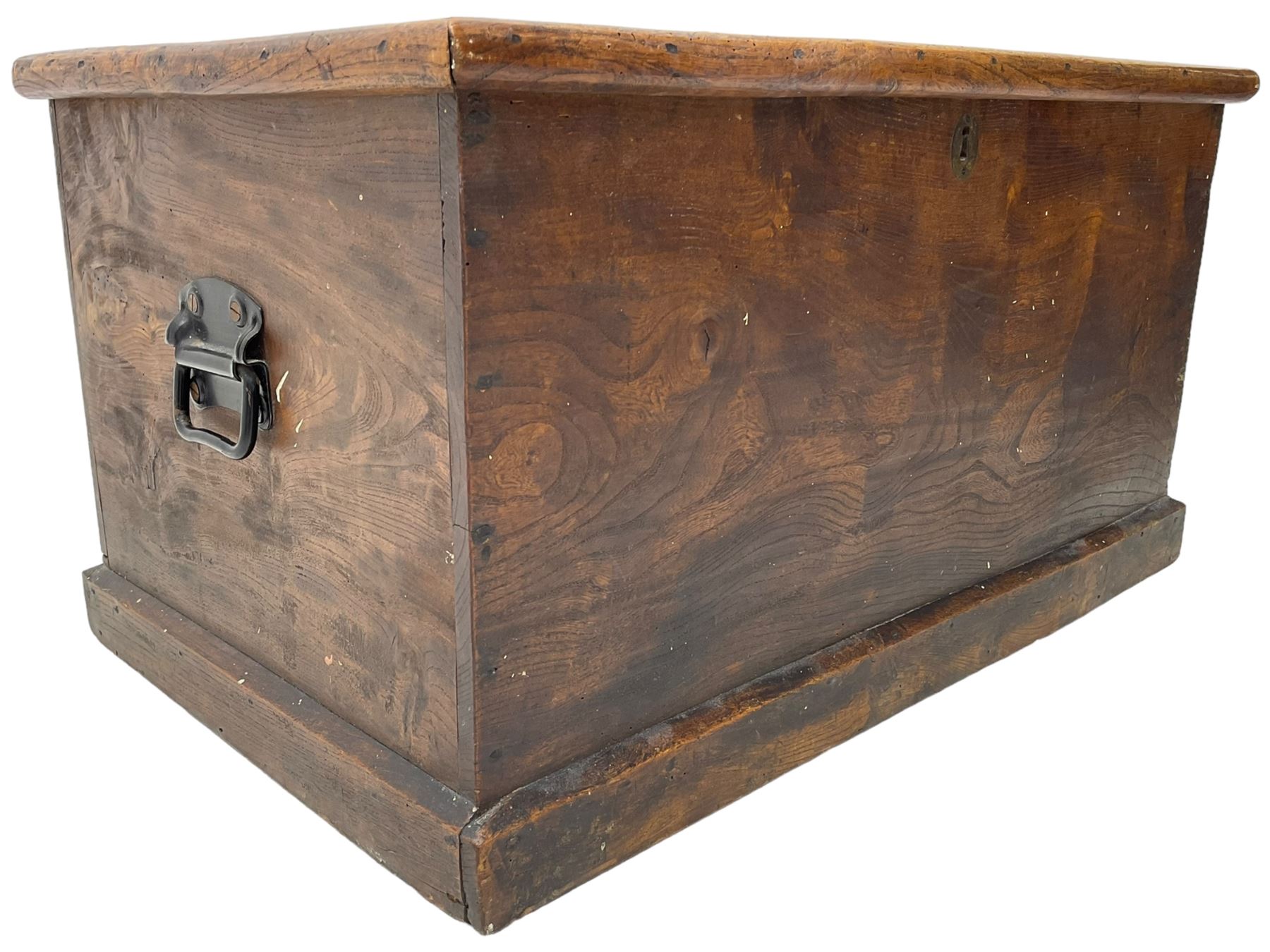 Small 19th century stained elm blanket chest - Image 4 of 7