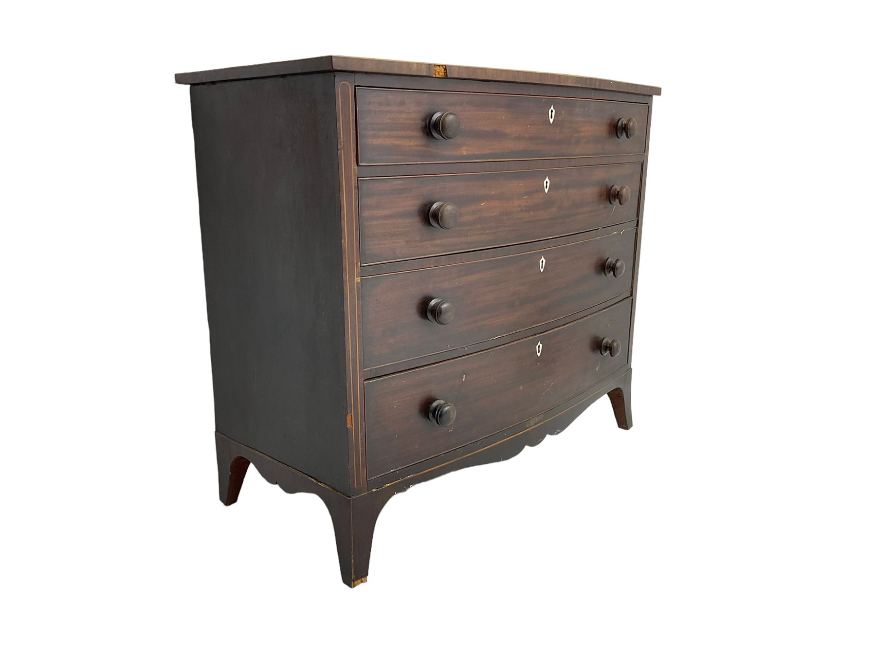 George III mahogany bow-front chest - Image 3 of 10