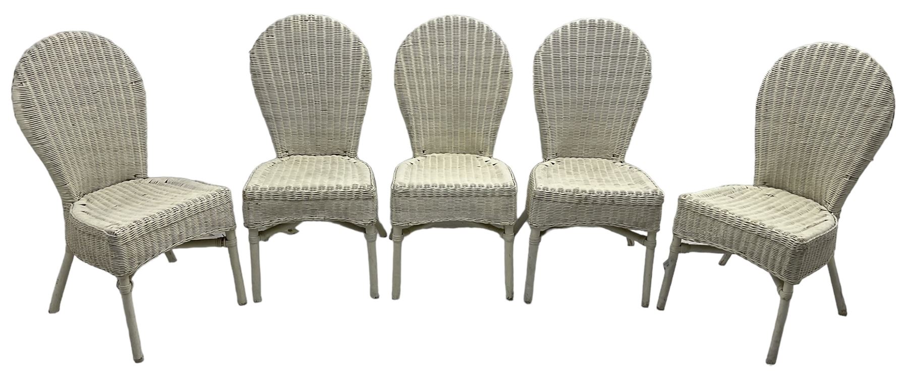 Set of five white painted wicker chairs; together with two late Victorian chairs - Image 3 of 8