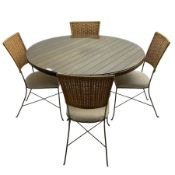 Contemporary teak and metalwork conservatory table