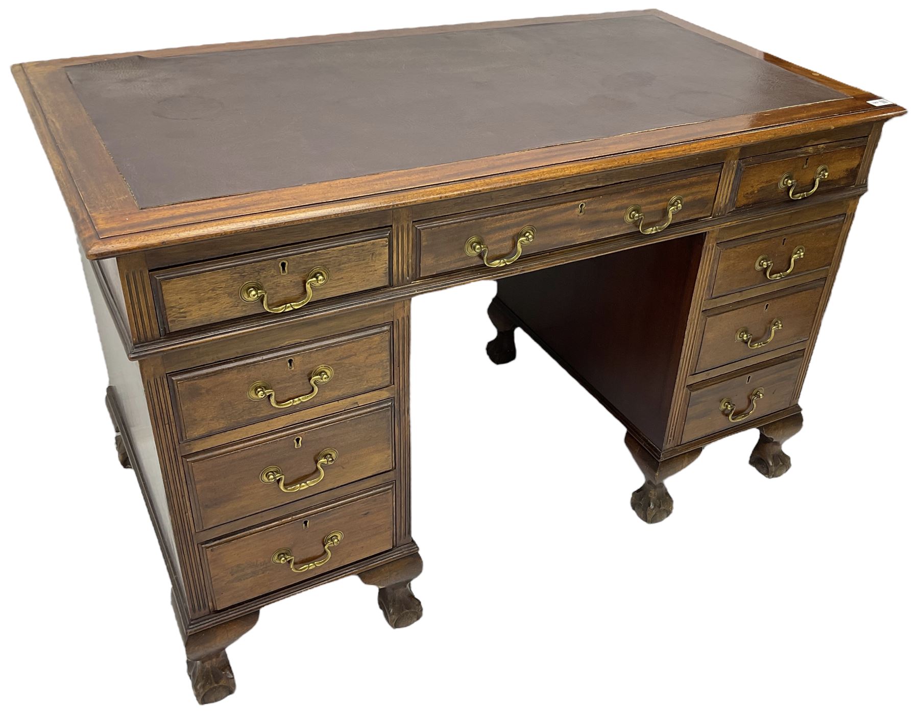 Early 20th century mahogany twin pedestal desk - Bild 2 aus 8