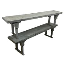 Pair of grey painted benches