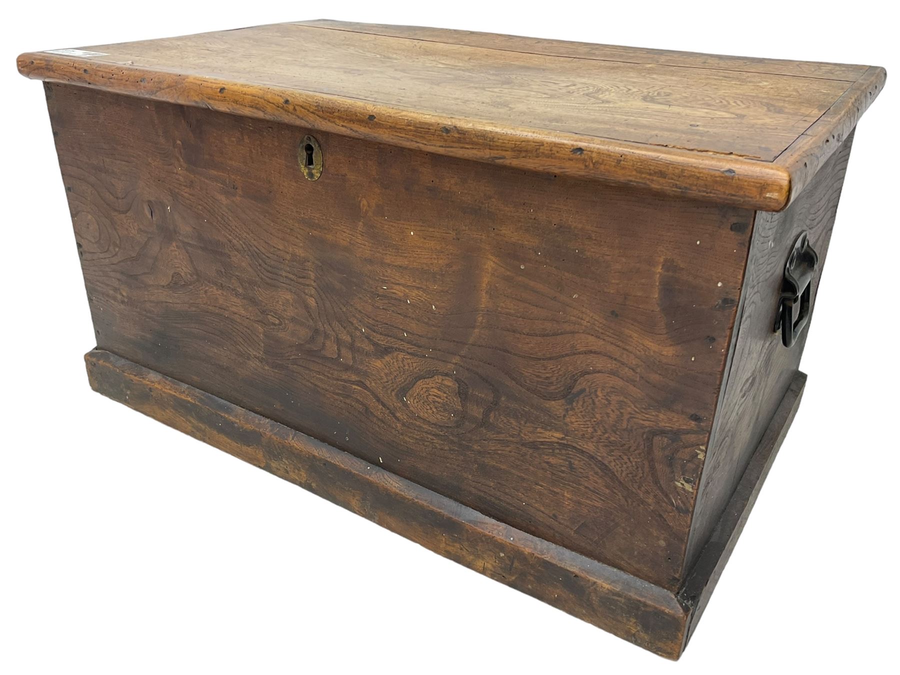 Small 19th century stained elm blanket chest - Image 6 of 7