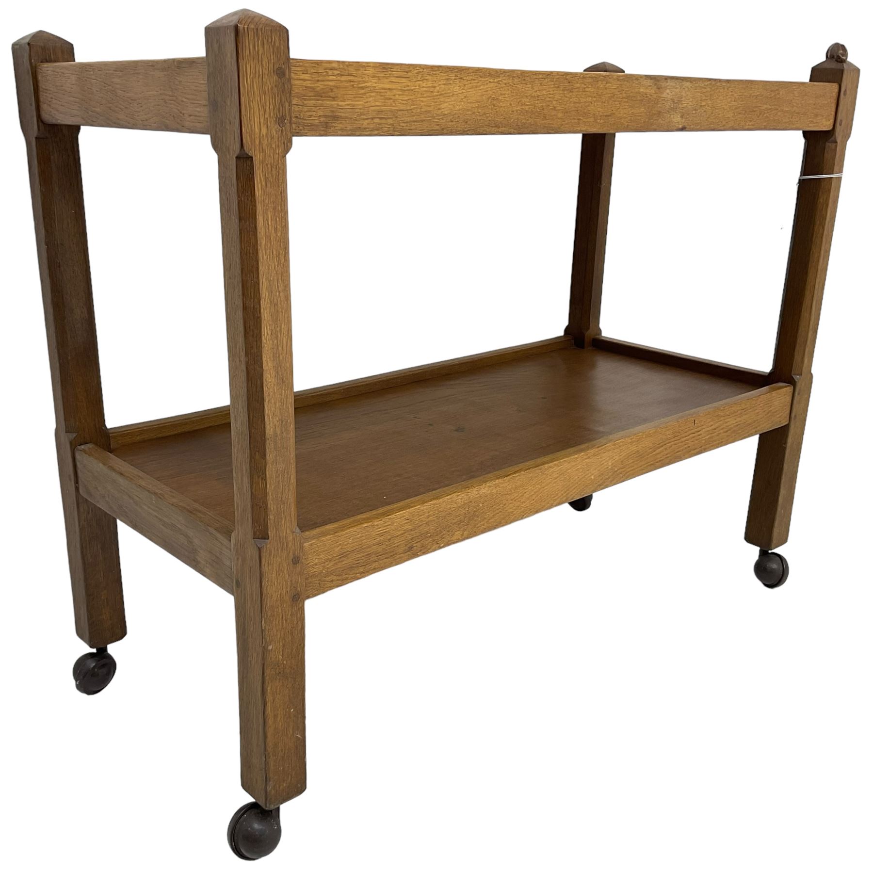 Rabbitman - adzed oak two-tier drinks trolley - Image 3 of 7