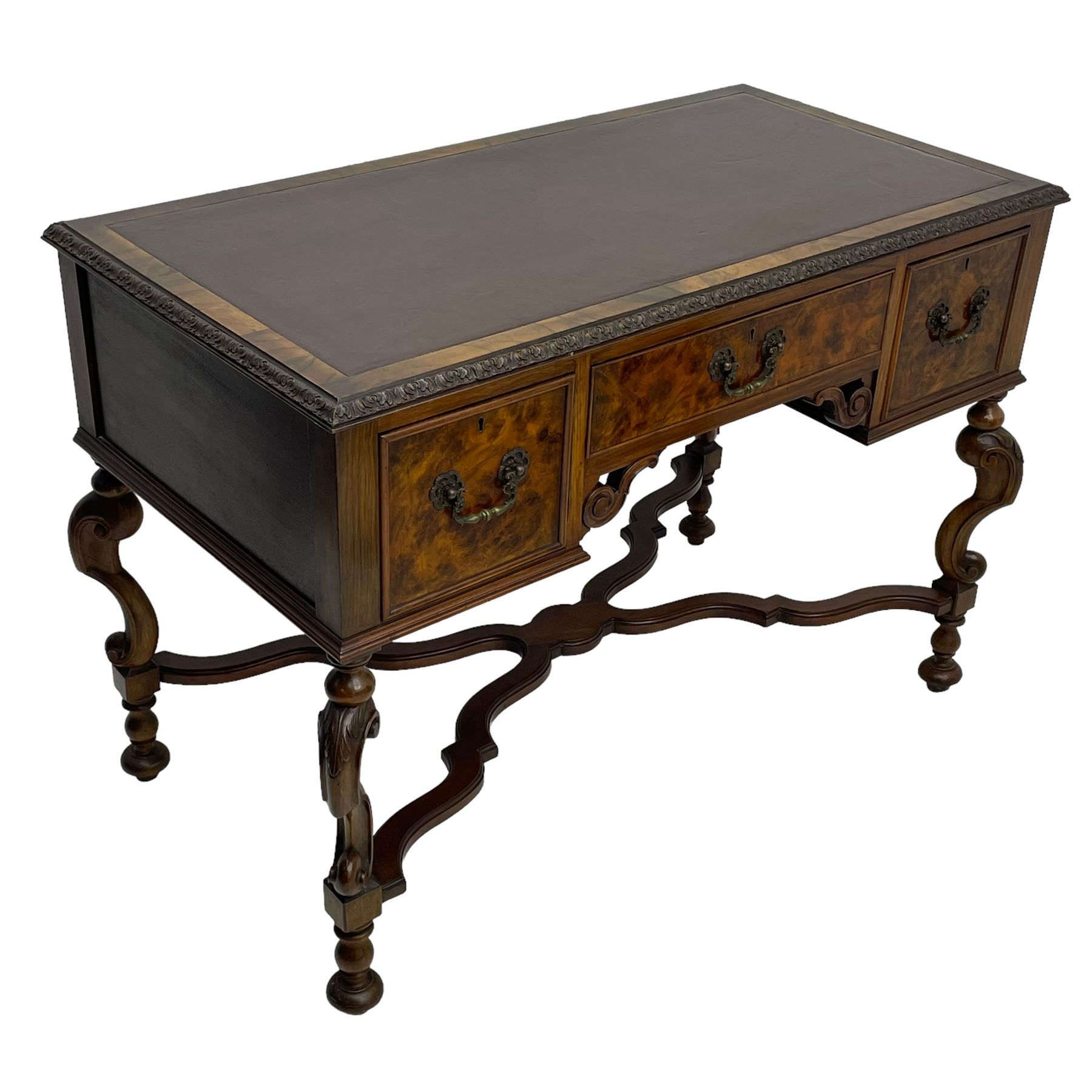 20th century figured walnut writing table - Image 4 of 12