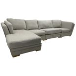 DFS - corner sofa upholstered in grey fabric