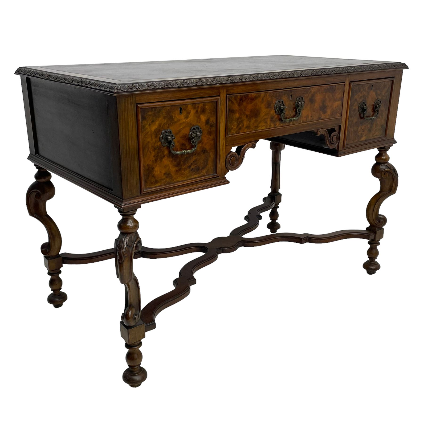 20th century figured walnut writing table - Image 11 of 12