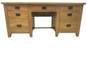 Light oak twin pedestal desk