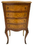 20th century French figured walnut serpentine chest