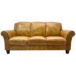 20th century traditional three seat sofa with rolled arms