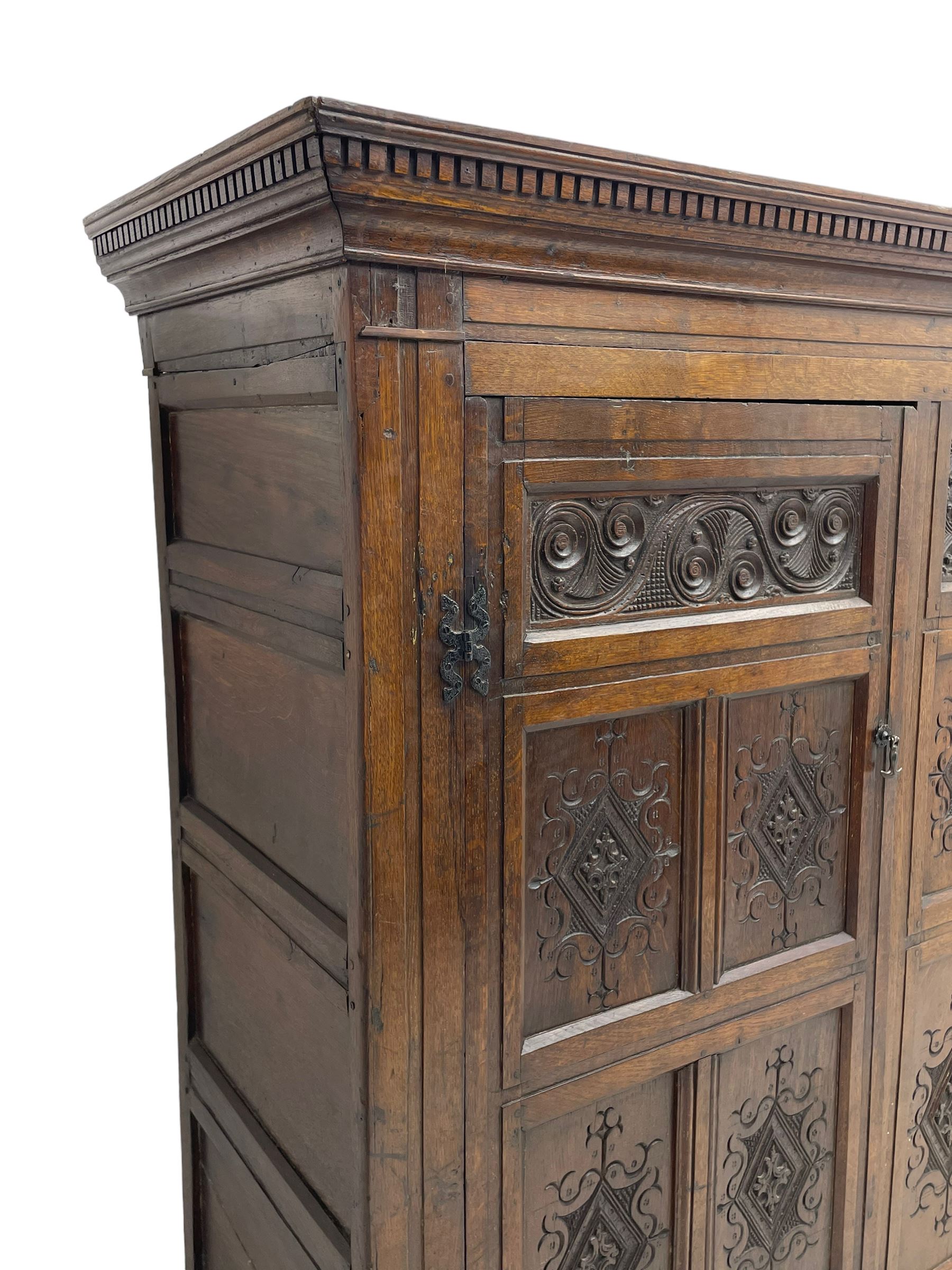 Large 18th century and later oak livery cupboard - Image 3 of 10