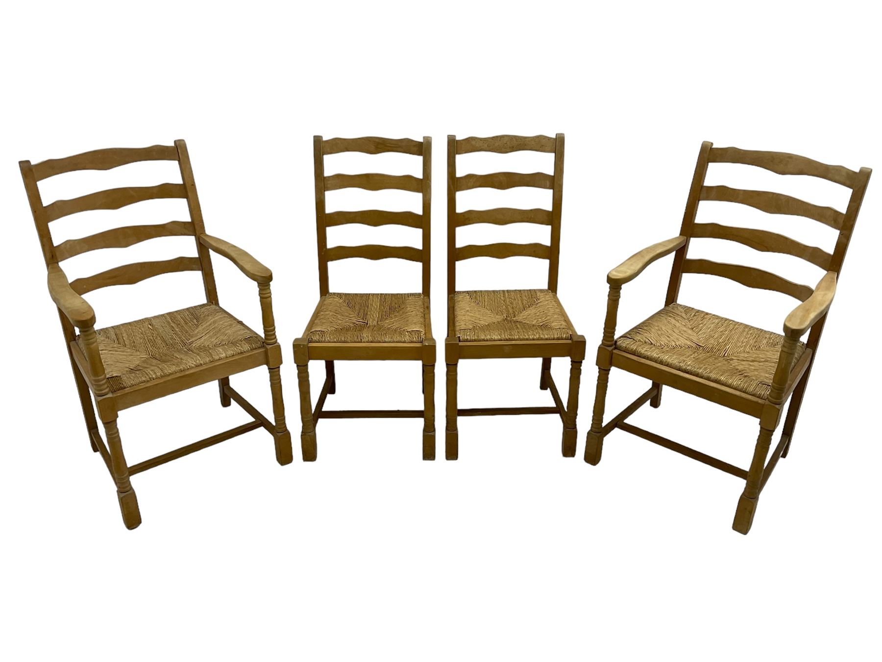 Set of six (4+2) beech dining chairs - Image 7 of 8