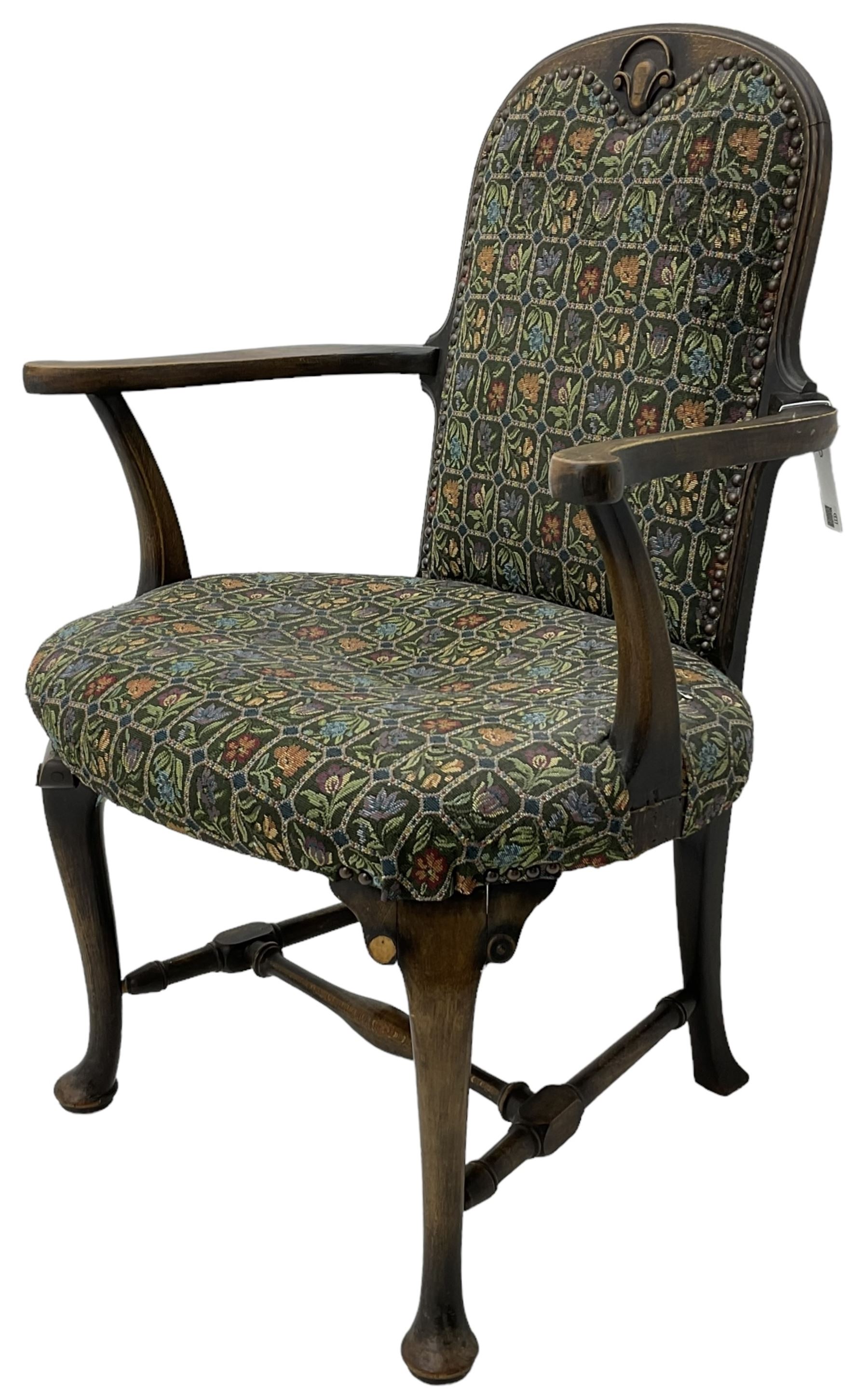 Early 20th century Queen Anne design beech framed armchair - Image 4 of 6