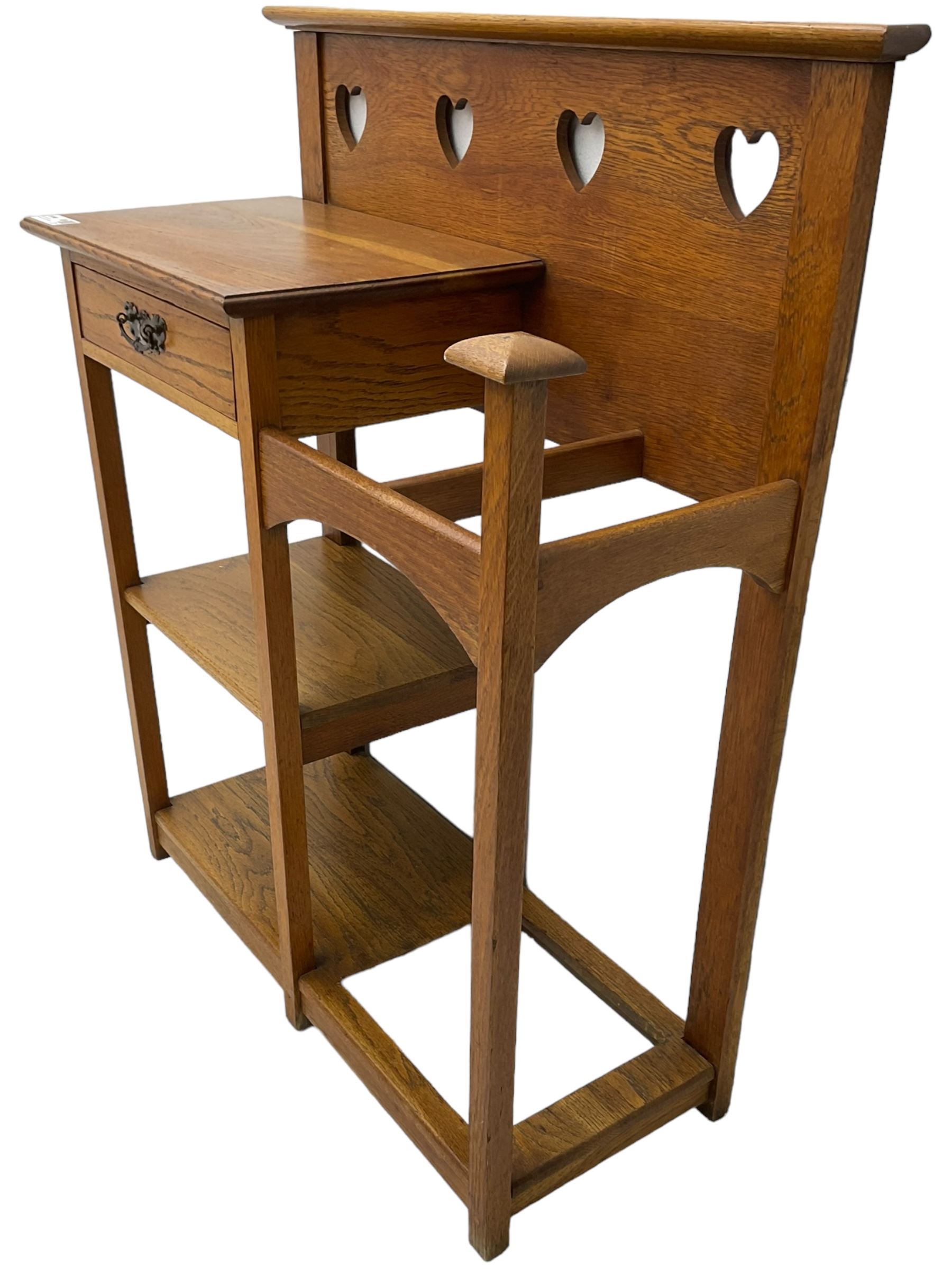 Arts and Crafts period golden oak hallstand - Image 5 of 8